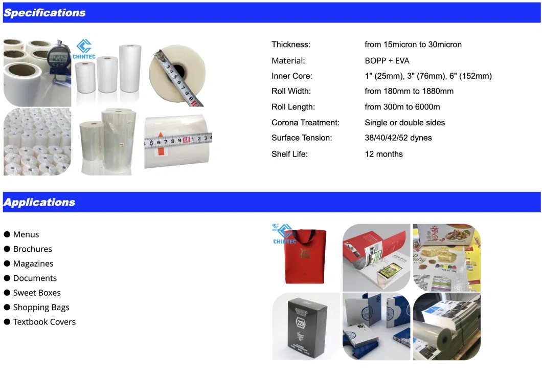 Biaxially-Oriented PP Lamination Plastic Film From 15micron to 28micron