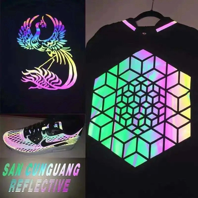 Rainbow Customized Heat Press Transfer Lettering Hologram High Refletivity Refletive Clothes Labels Vinyl with Your Special Idea