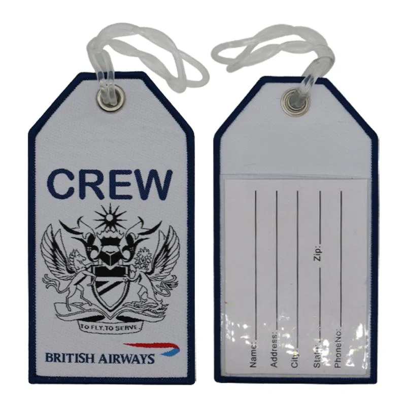 Flight Travel Aviation Embroidered Luggage Tag 122X65mm Embroidery Crew Bag Tag Suitcase Baggage Handbag Travel Bag Label