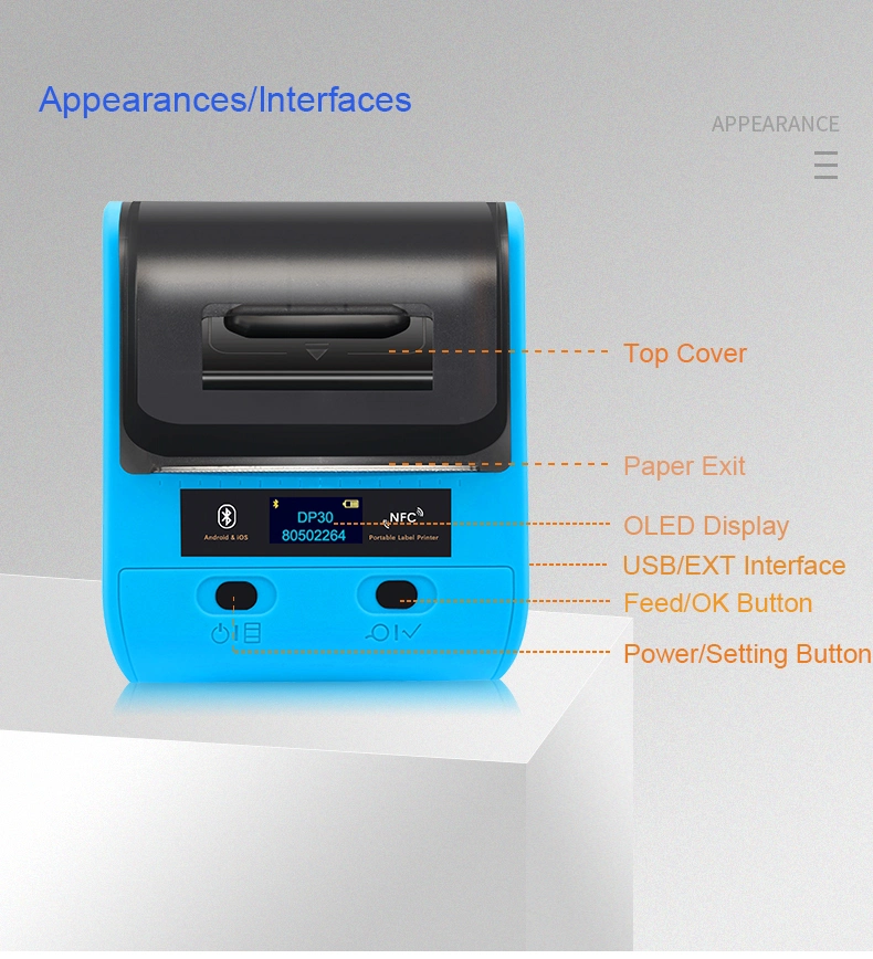 Ms-Dp30 Handheld Bluetooth Thermal Label Printer for Warehouse