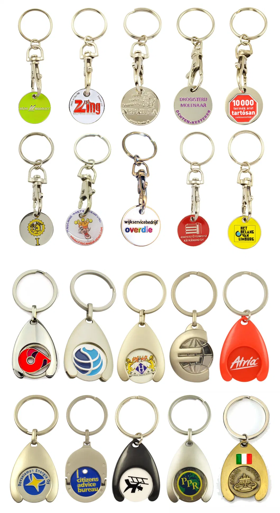 Metal Supermarket Colorful Trolley Coin Key Tag