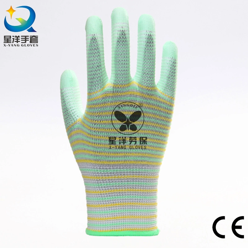 4131X 13G Polyester Lined PU Coating Safety Scratch Proof Industrial Work Gloves CE Certification