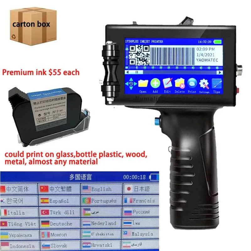 12.7mm Qr Bar Code Date Logo Label Portable Handheld Thermal Inkjet Printer