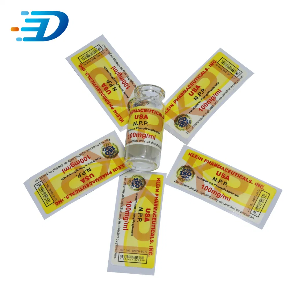 Waterproof Die Cut Anti-Counterfeit Holographic10ml Vial Steroid Label Hologram Private Pharmaceutical Box and Label