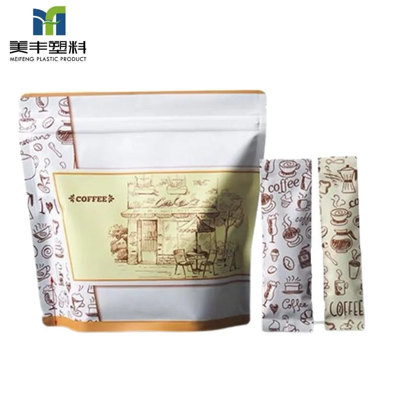 Custom Label Eco Plastic Bag Doypack Stand up Pouch Blender Bar Ground Coffee Stick Pack Packaging