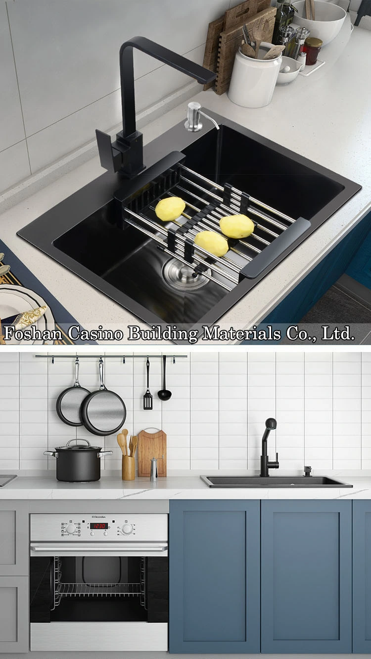 2023 Scratch Proof Black Nano Multifunctional Handmade Stainless Steel Kitchenware Kitchen Sink