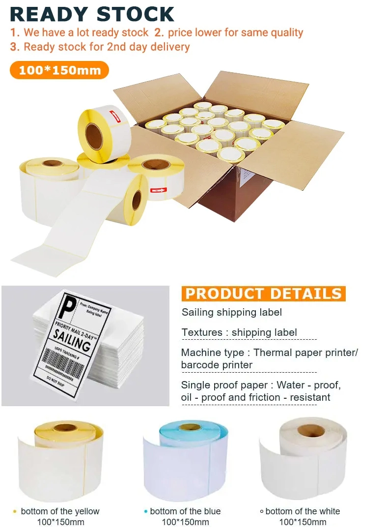 Customized Blank Waterproof Label Roll and Thermal Label Sticker for Printer Labels