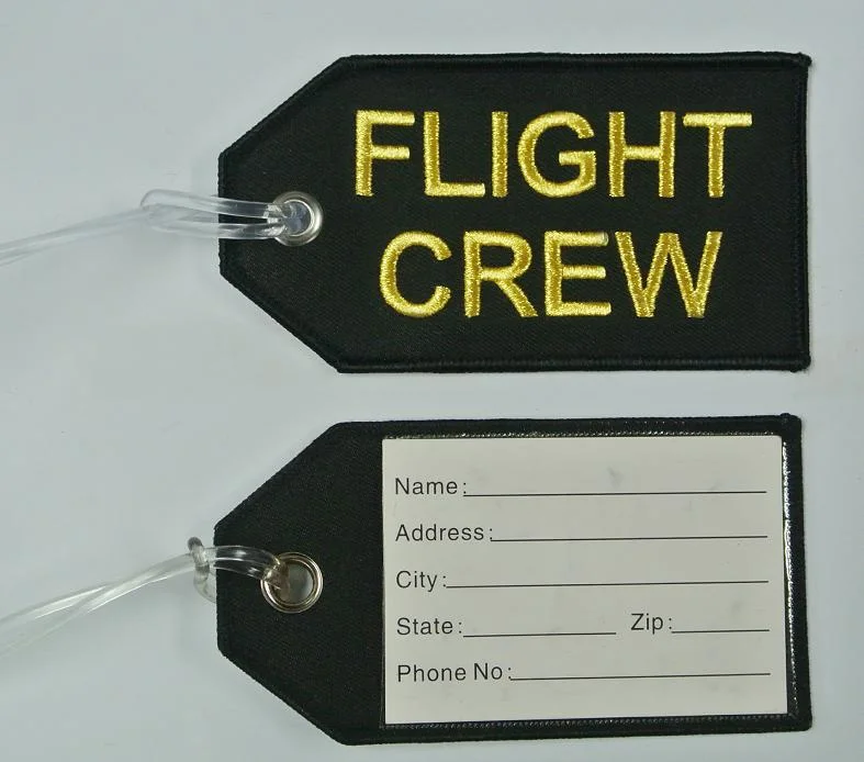 Flight Travel Aviation Embroidered Luggage Tag 122X65mm Embroidery Crew Bag Tag Suitcase Baggage Handbag Travel Bag Label