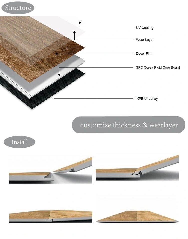 Free Sample Waterproof Plastic Stone Composite Vinyl Plank Flooring Click Spc Flooring
