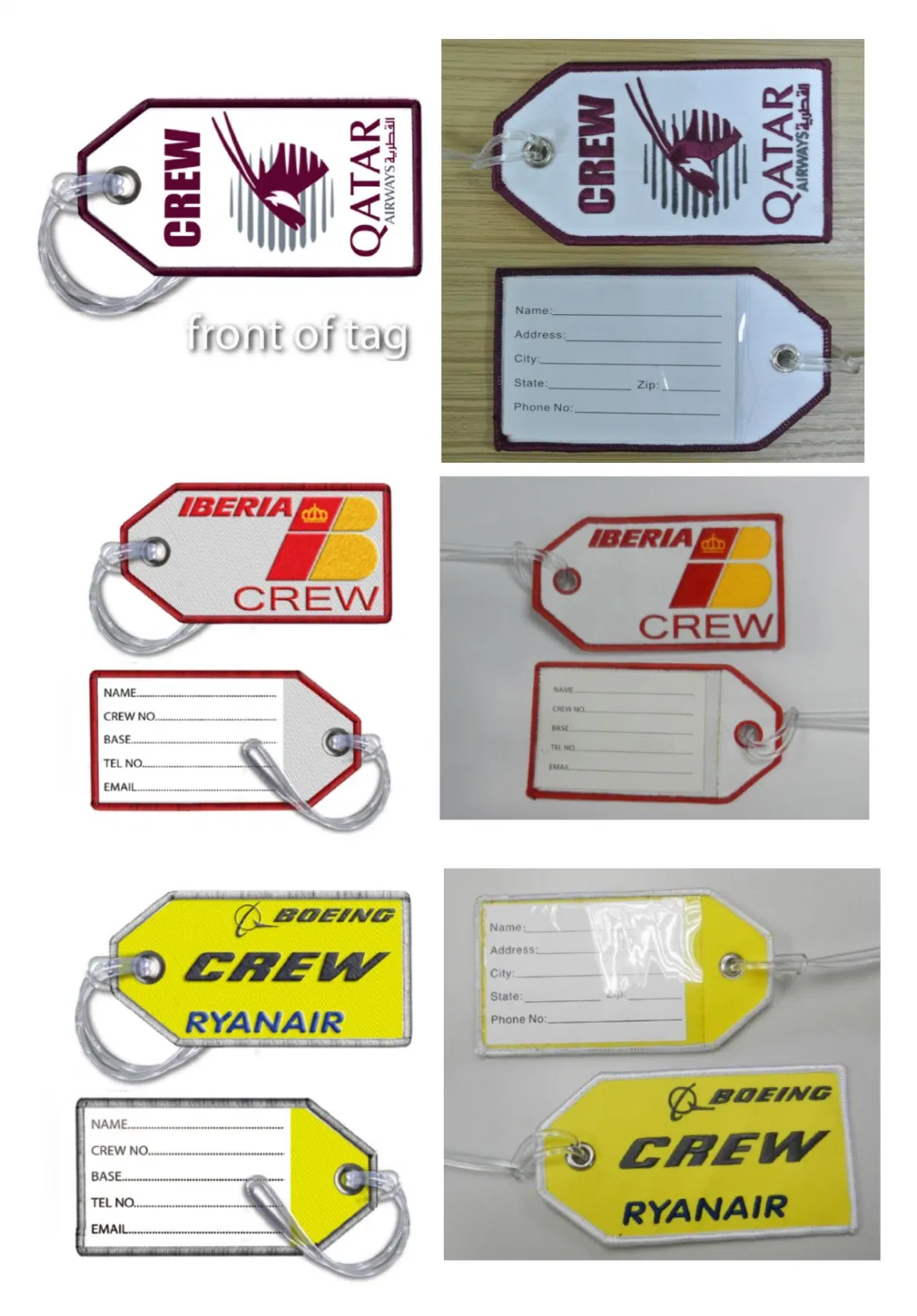 Flight Travel Aviation Embroidered Luggage Tag 122X65mm Embroidery Crew Bag Tag Suitcase Baggage Handbag Travel Bag Label