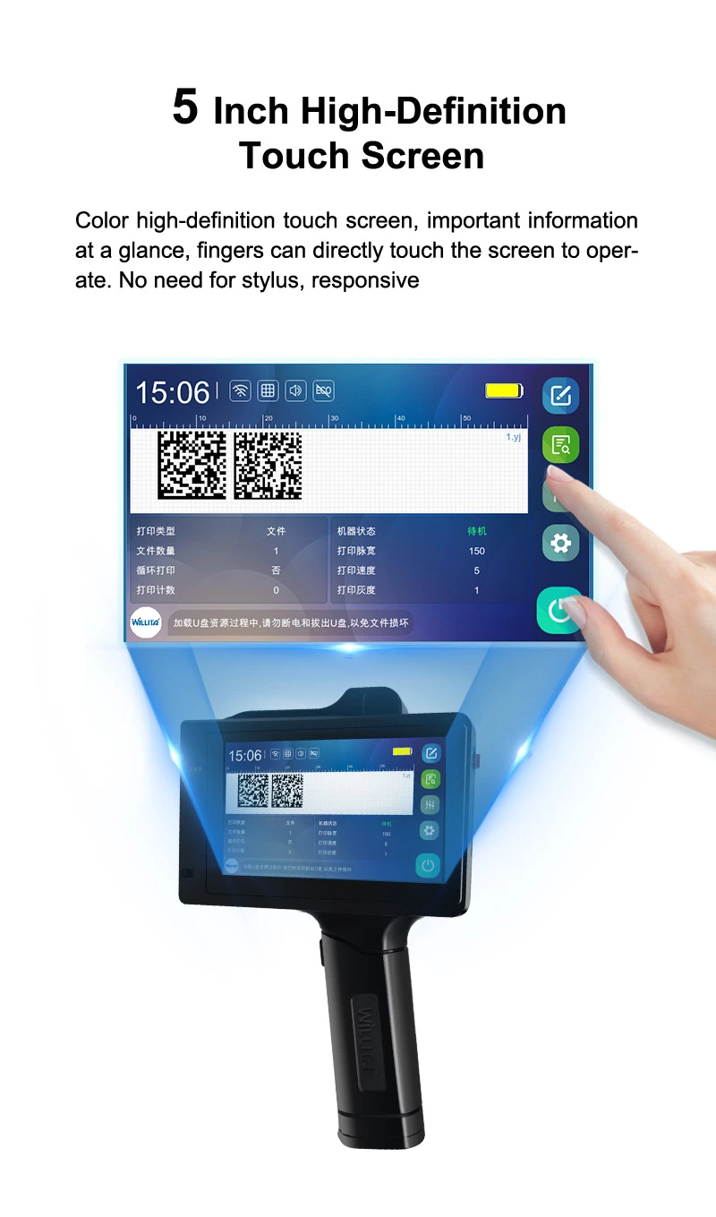 English Language Qr Bar Batch Code Date Number Logo Expiry Date Label Plastic Bottle Hand Jet Handheld Thermal Inkjet Printer