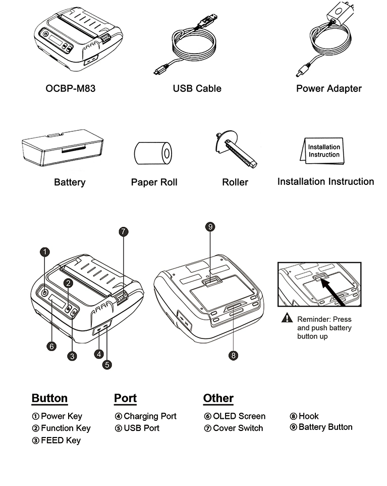 2 Inch Industrial-Grade portable Bluetooth Thermal Label Printer with Receipt Print