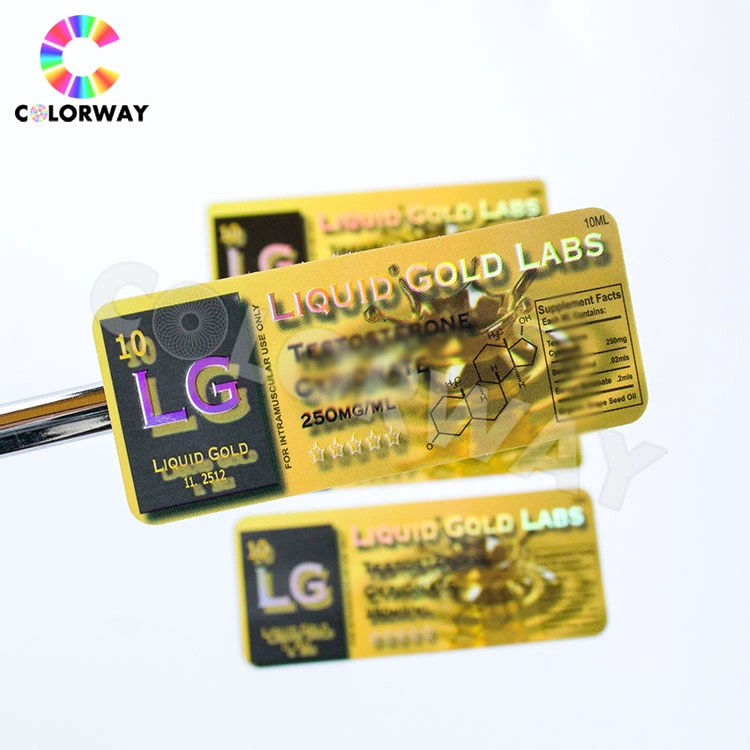 Custom Pharmaceutical Gold Foil Laser Effect Printing Colorful Vial Label