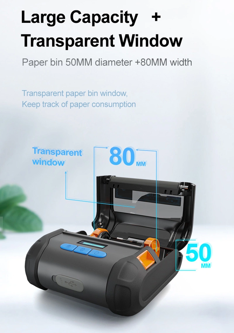 Mini Mobile Sticker Label Printing Machine 3inch Ink-Less Direct Thermal Handheld Printer