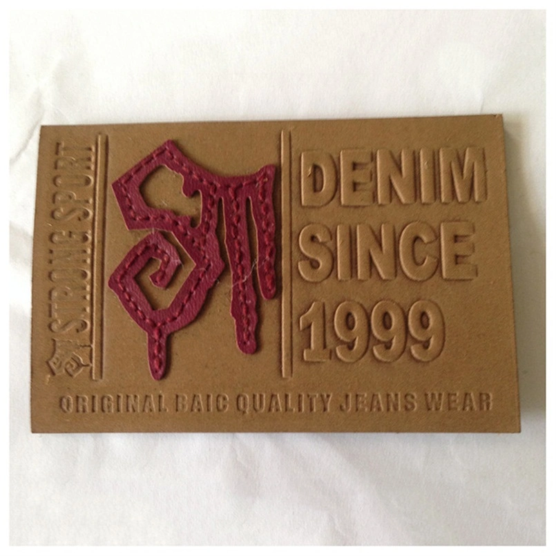 Professional Custom Silk Screen Square Leather Label for Luggage