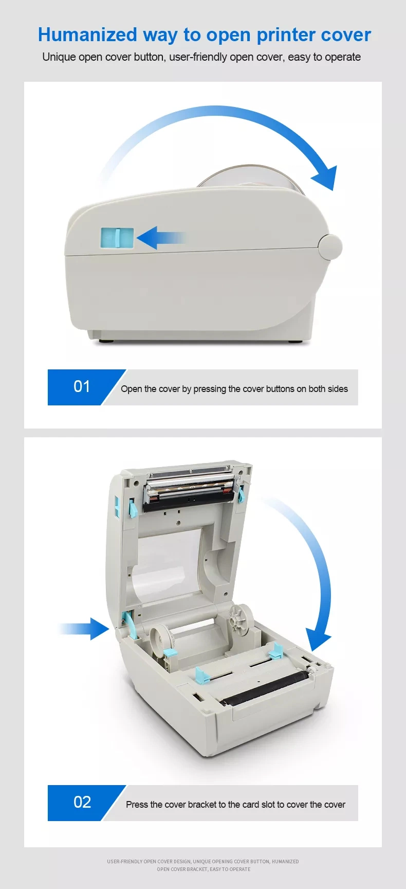 New Update 110mm White Color Blue Tooth Direct Thermal Label Printer Barcode Sticker Printer Machine for Supermarket