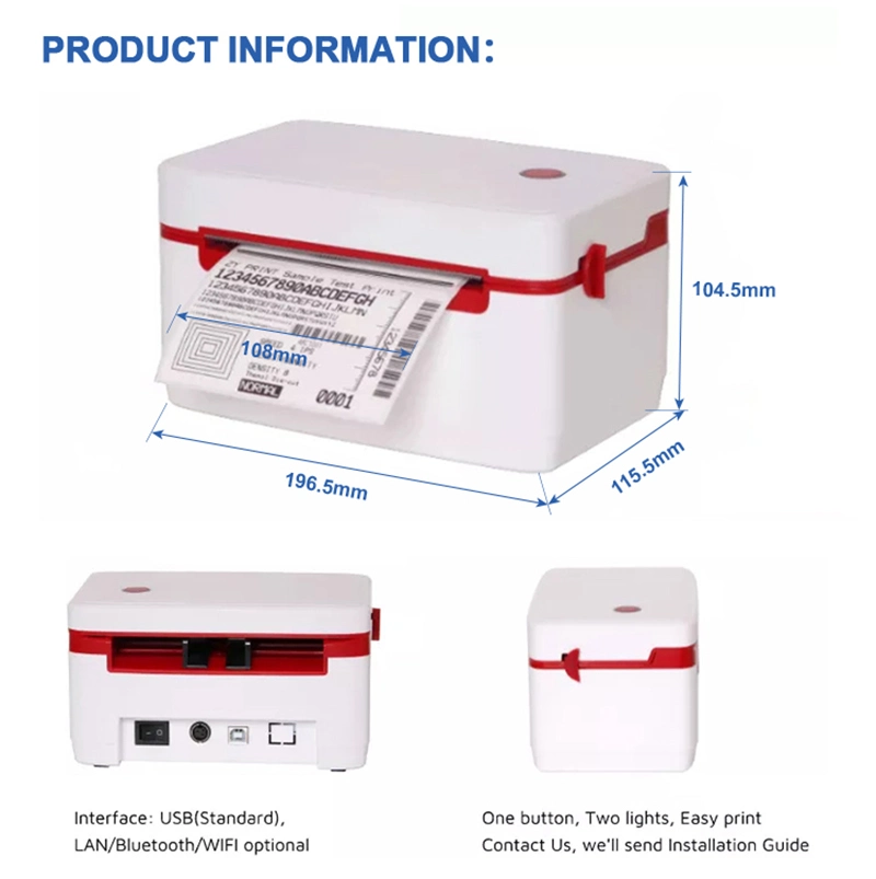 Mobile Phone USB Bluetooth Printer with Stand Waybill Label 4X6 Thermal Barcodes