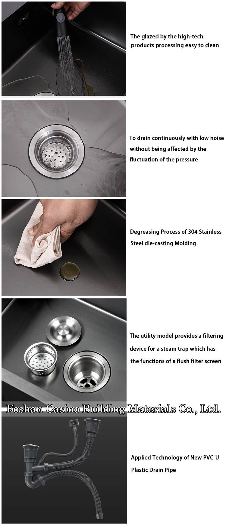 2023 Scratch Proof Black Nano Multifunctional Handmade Stainless Steel Kitchenware Kitchen Sink