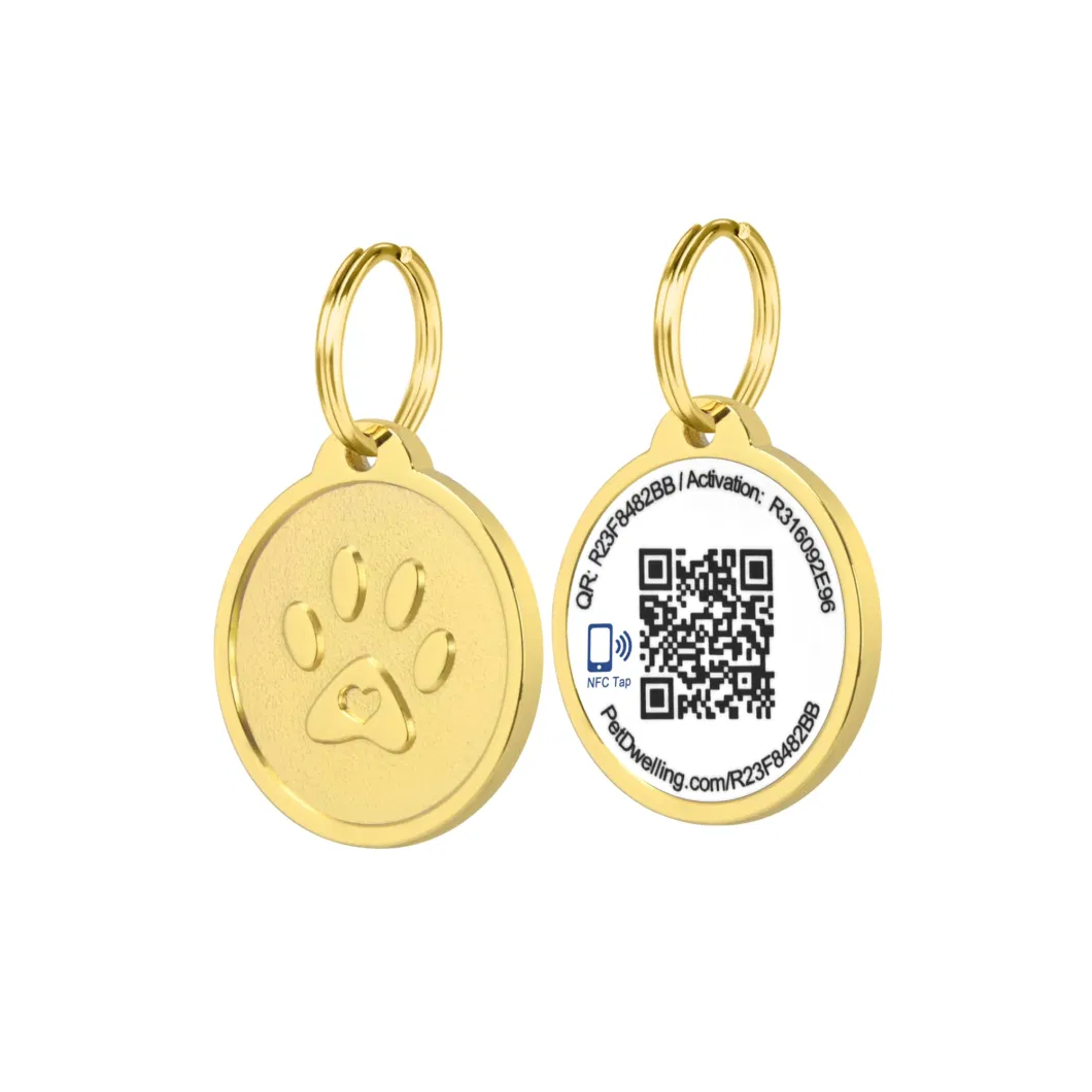 Wholesale Custom Best Quality Stainless Steel Personalized Metal NFC Qr Code Pet ID Tags Dog Tags