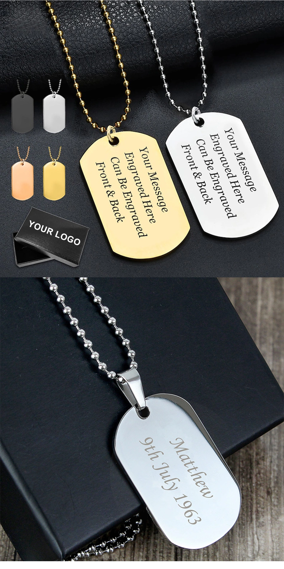 Customized Stainless Steel Metal Printing Dog ID Tag in China Factory