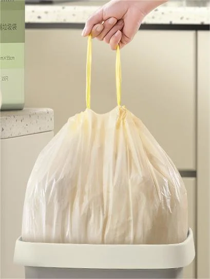 Drawstring Kitchen Outdoor Large White Tear-Resistant Leak-Proof Garbage Trash Bags