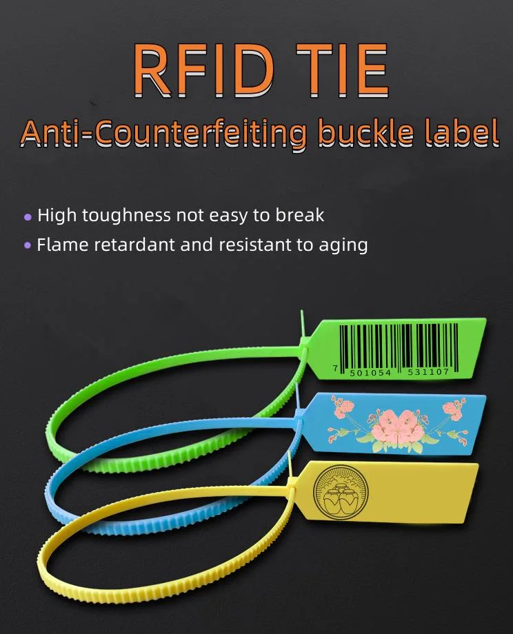 Disposable Logistics Tag Plastic Seal Anti-Theft Buckle Braided RFID Tie Labels