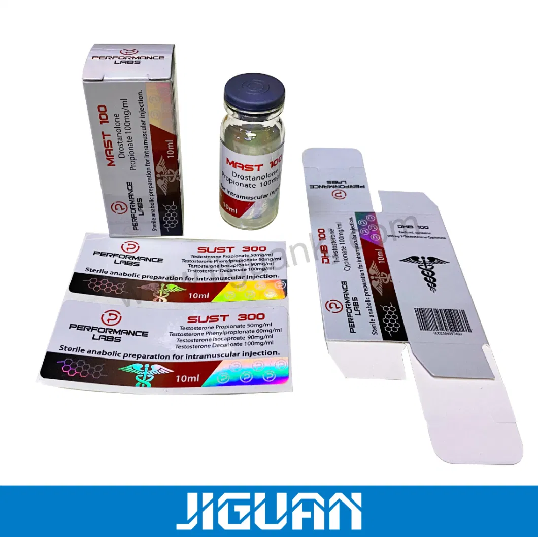 Free Design OEM Pharm Medical Gold Silver Hot Foil Embossing UV 2ml 5ml 10ml 20ml 50ml Hologram Steroid Drug Injection Oral Tub Vial Labels and Boxes