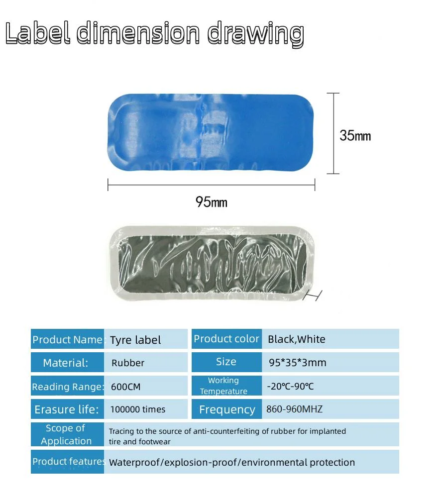 Passive RFID UHF 18000-6c Remote Identification Rubber Tire Label