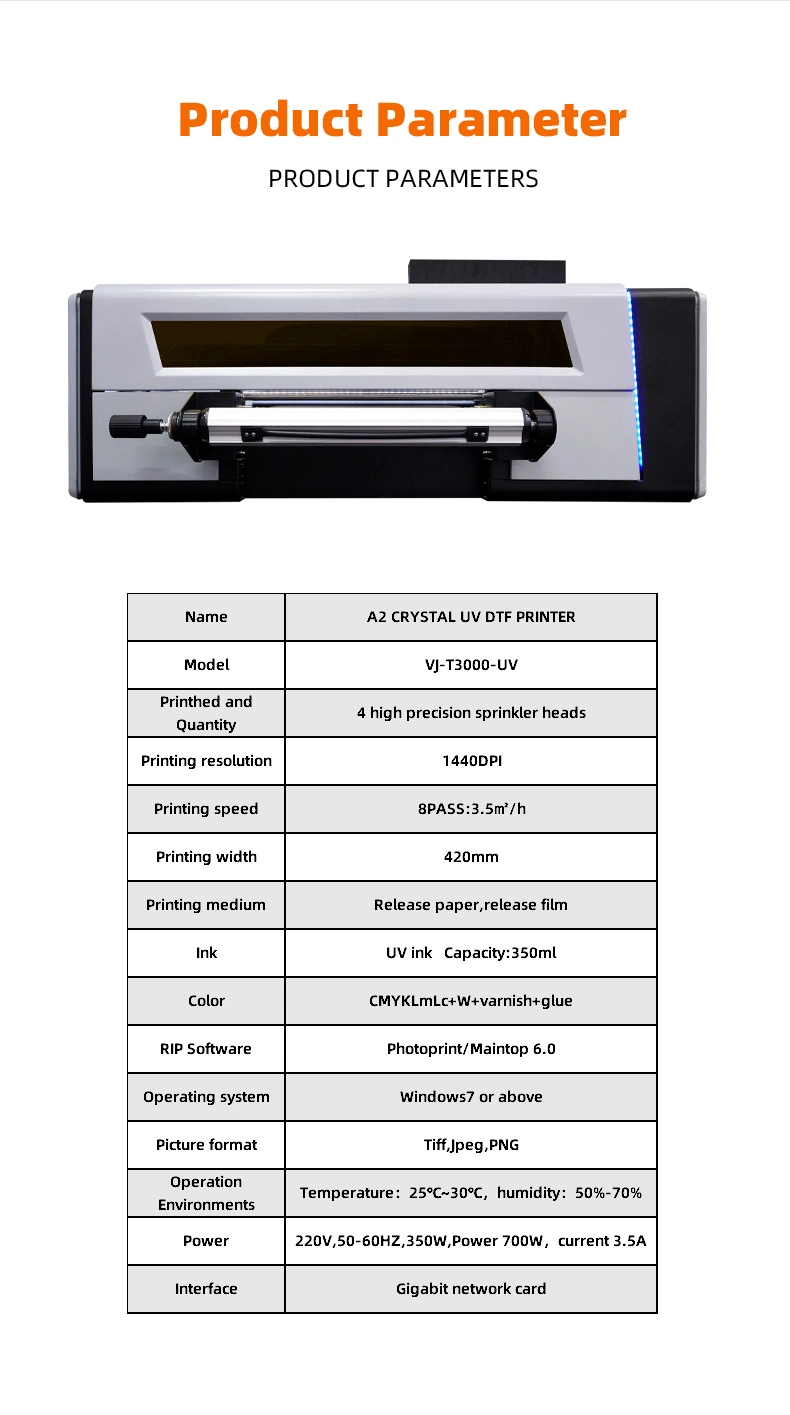 Vigojet Roll to Roll 3D Inkjet UV Dtf Printer with Roller Printing Machine for Crystal Label