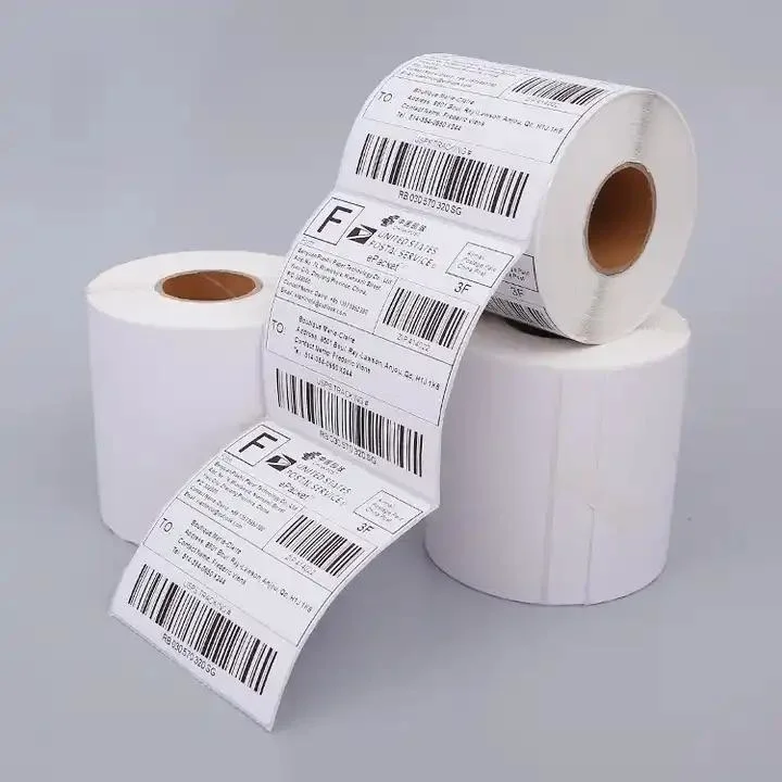 4X6 Waterproof Clear Fanfold 4X4 Adhesive Direct Thermal Shipping Labels Waybill Sticker for Packaging /Express