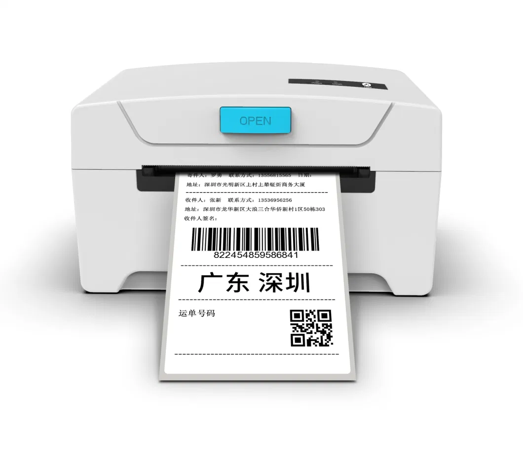 High Speed 203dpi Barcode Label Printer Shipping Mark Thermal Sticker Printer with Label Roll Stand