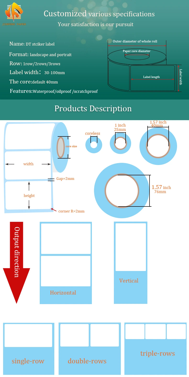 Waterproof Roll A6 Waybill Printing Adhesive Paper 100X150 White Direct Thermal Shipping Label