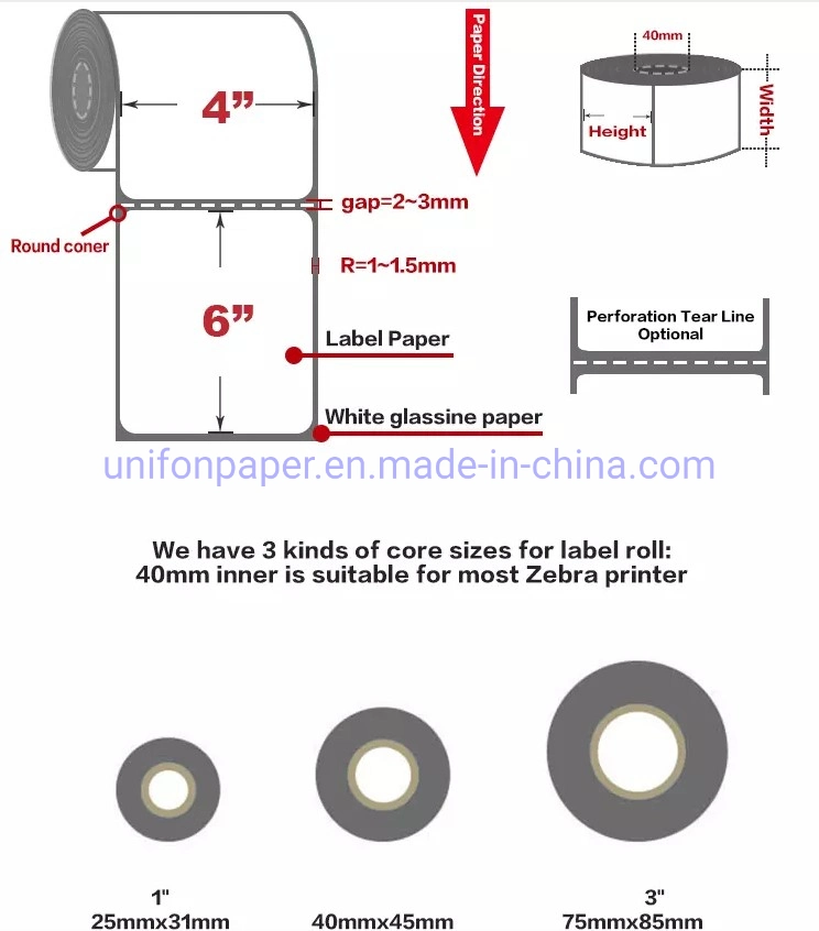 Custom Waterproof Self Adhesive Thermal Sticker Barcode Label Printing Roll