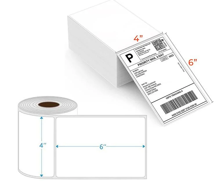 Fanfold Eco Waybill Shipping Adhesive Packaging 4X6 6X4 100X150 58X40 4X5 A4 Thermal Label Sticker