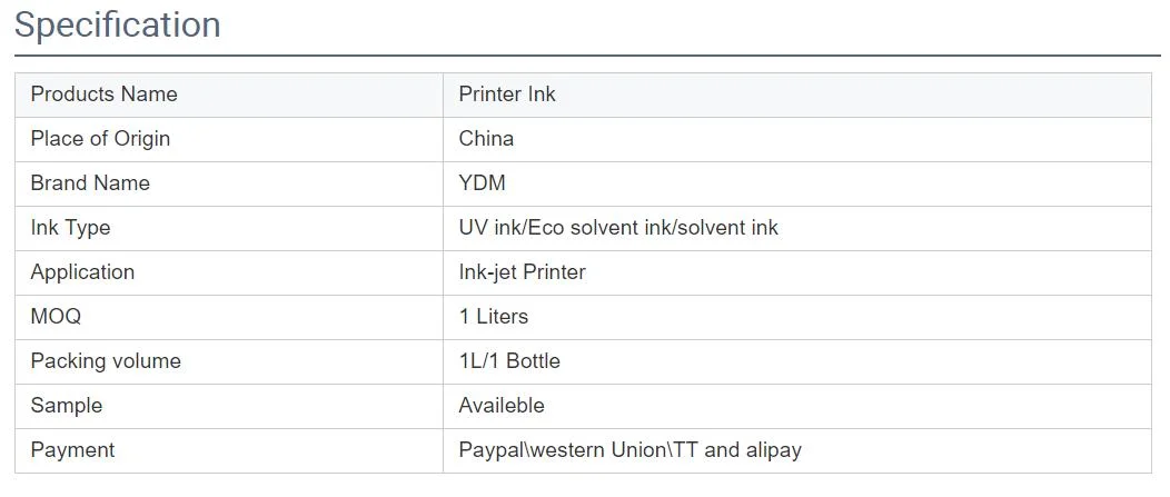 UV Eco Solvent Ink for Inkjet Printing Machine