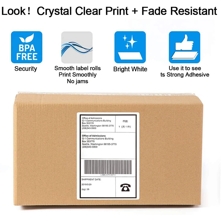 Fanfold Eco Waybill Shipping Adhesive Packaging 4X6 6X4 100X150 58X40 4X5 A4 Thermal Label Sticker