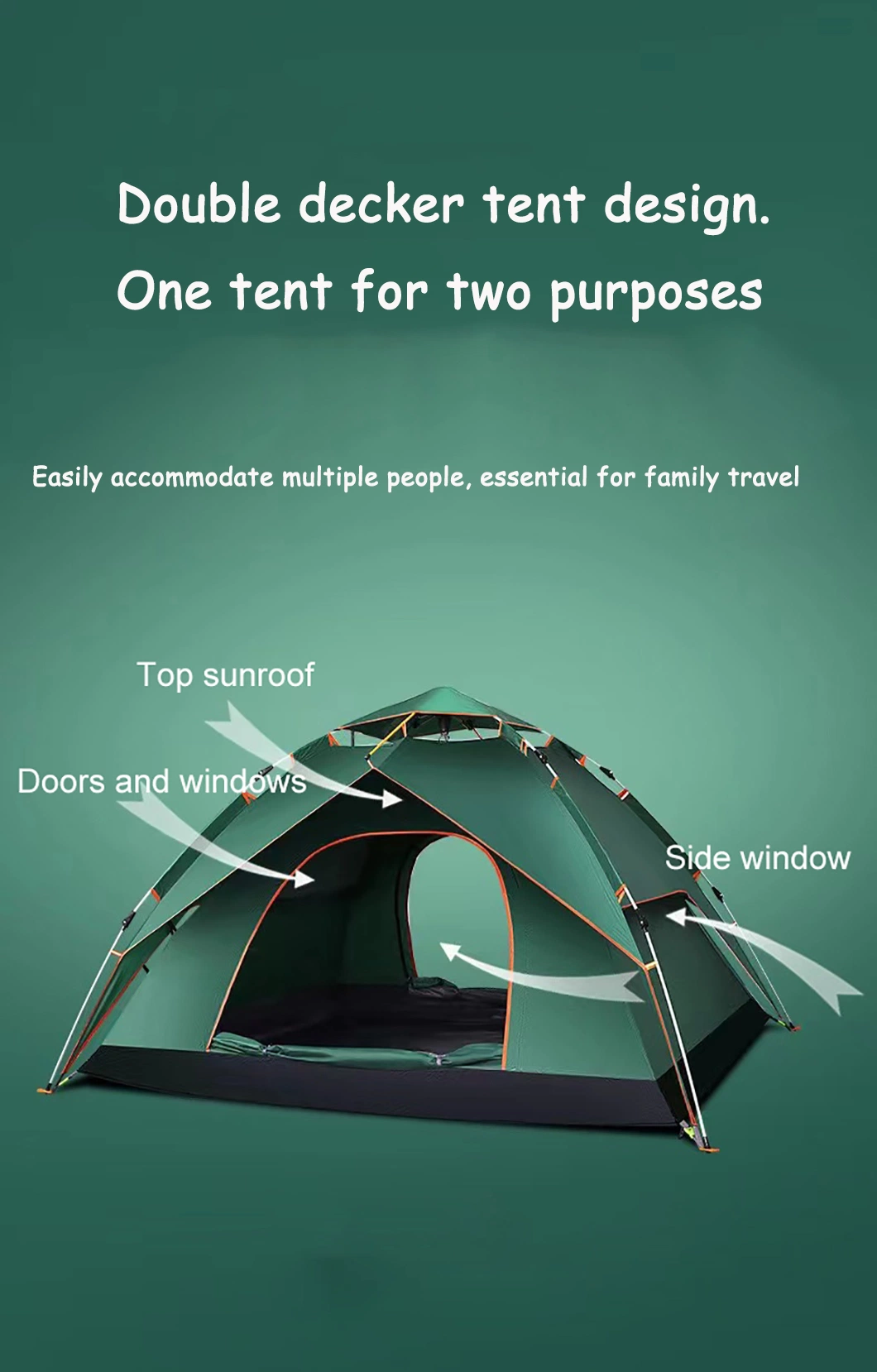Outdoor Event Waterproof Large 2-6 Person Single&Double Layer Quick Open Camping Tent
