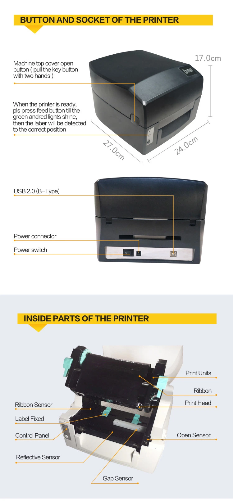 4 Inch 110mm Desktop Bar Code Label Printer Thermal Label Printer for Shipping Labels