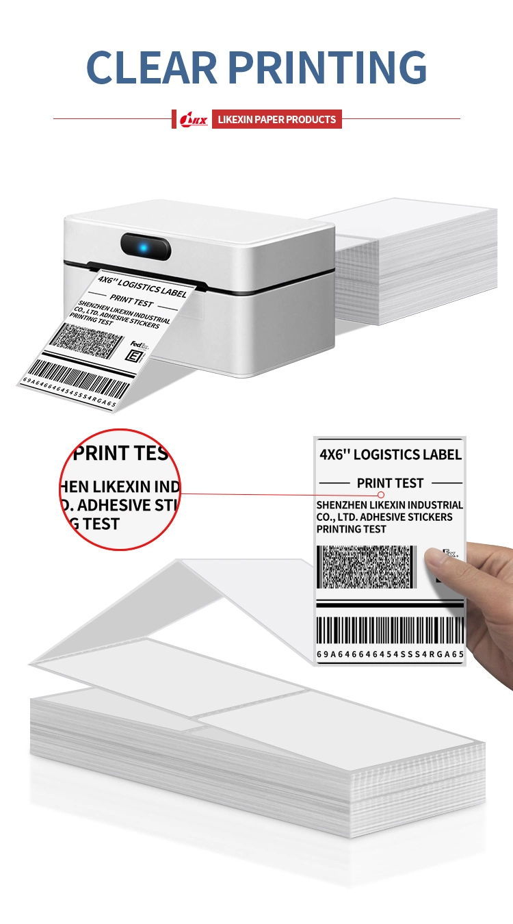 Customized Zebra Shipping Label Sticker Rolls 4 X 6 Direct Thermal Fanfold Labels