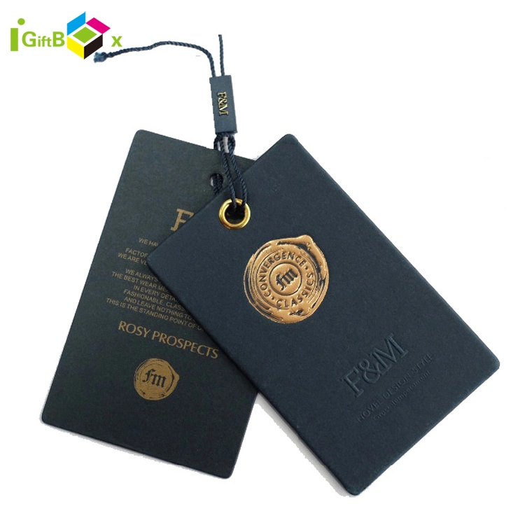 Custom Logo Price String Lock Label Printing Fashion Foil Printing Luggage Shoes Paper Clothing Jeans Hangtag Apparel Garment Hang Tag for Garment Accessories