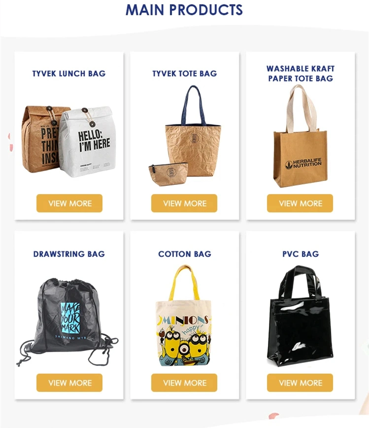 Wholesale High Quality Reusable Custom Logo Print Waterproof Washable Plain Brown Kraft DuPont Tyvek Paper Packaging Shopping Tote Bag