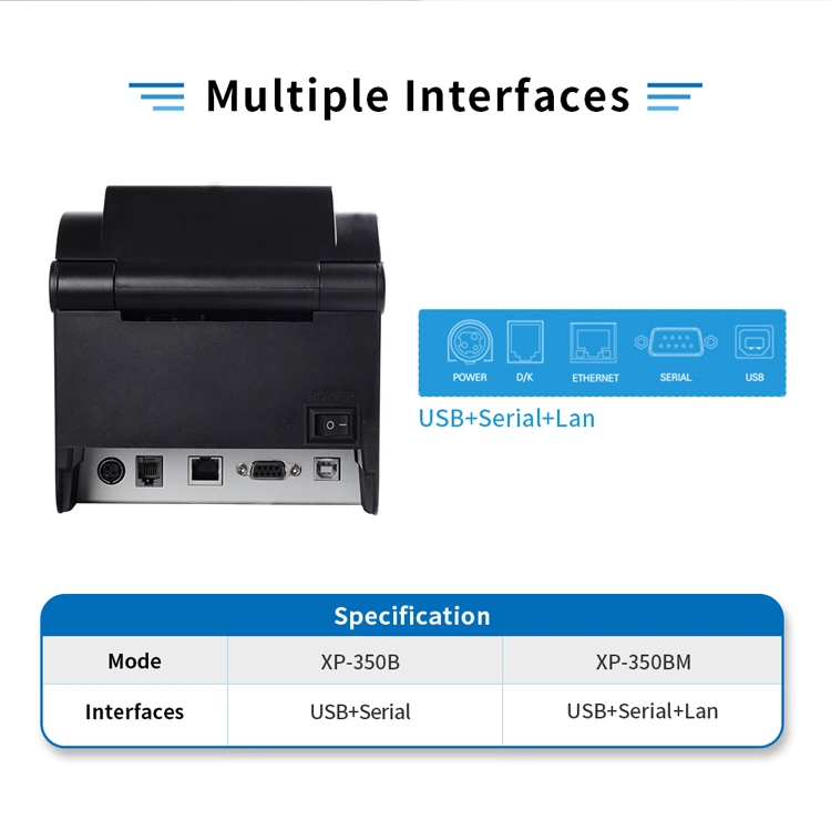 Xprinter XP-350B High Quality 3 Inch 80mm Desktop Thermal Label Printer