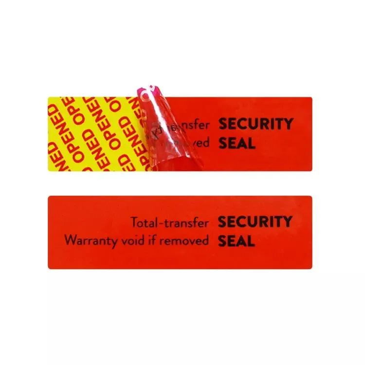 Tamper Evident Customized Color Total Transfer Void Open Void Security Seal