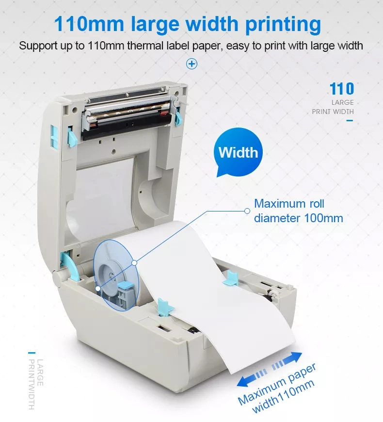 110mm USB Bluetooth Sticker Printing Machine POS Industrial Thermal Label Printer