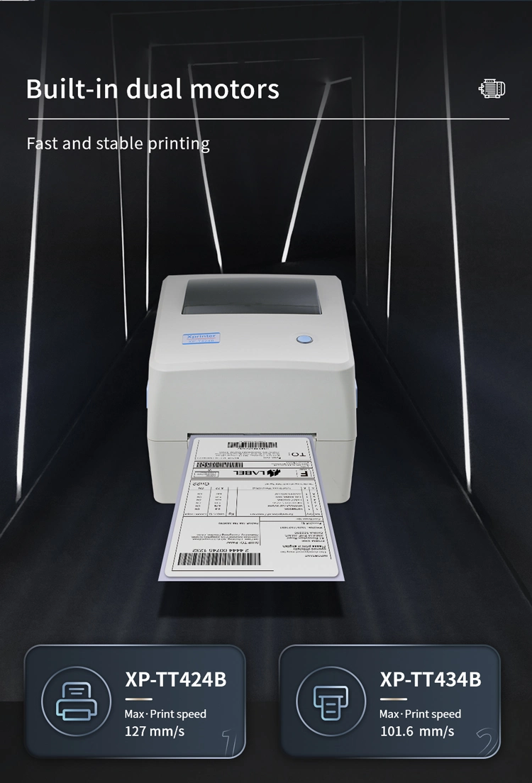 Xprinter XP-TT424B Thermal Transfer Printer Direct Thermal Label Printer With USB