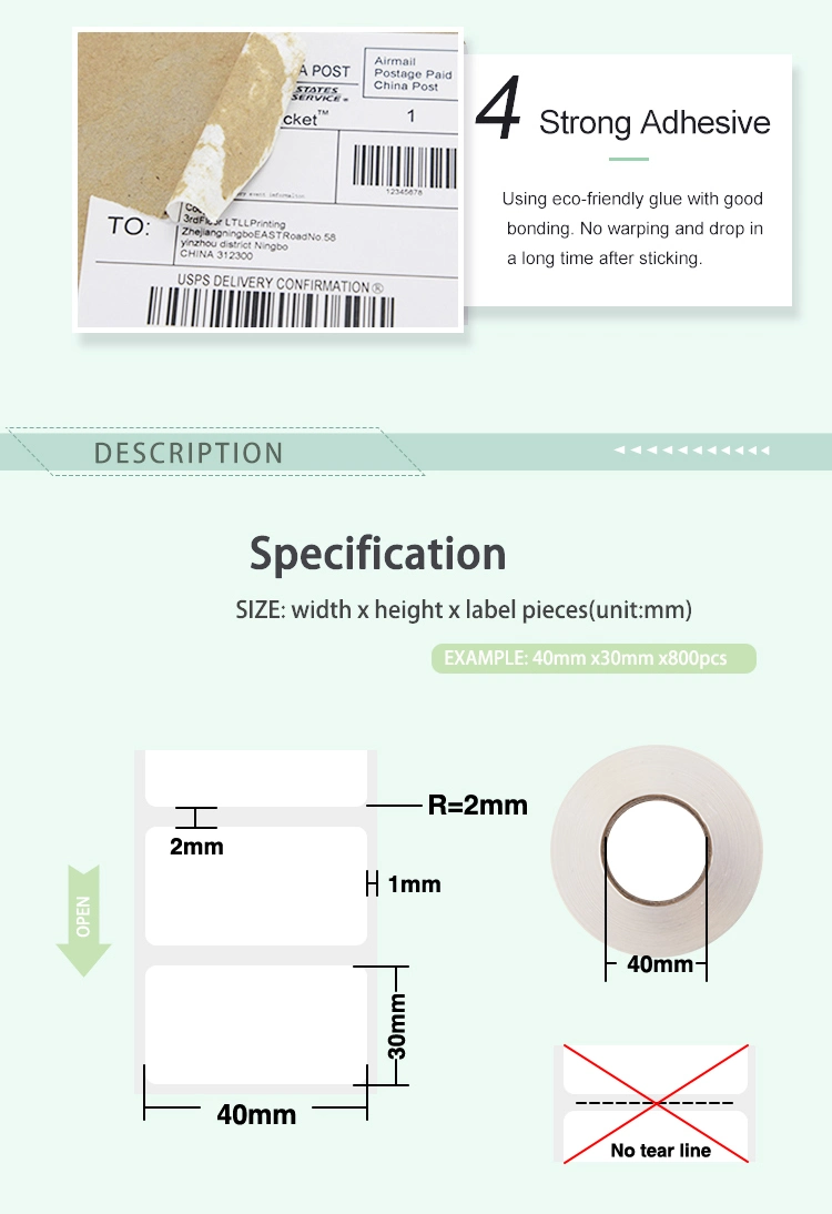 2X1 Hot Selling Product Direct Thermal Adhesive Printer Barcode Sticker 50X25mm Sticker Logo Label Roll Label Printing