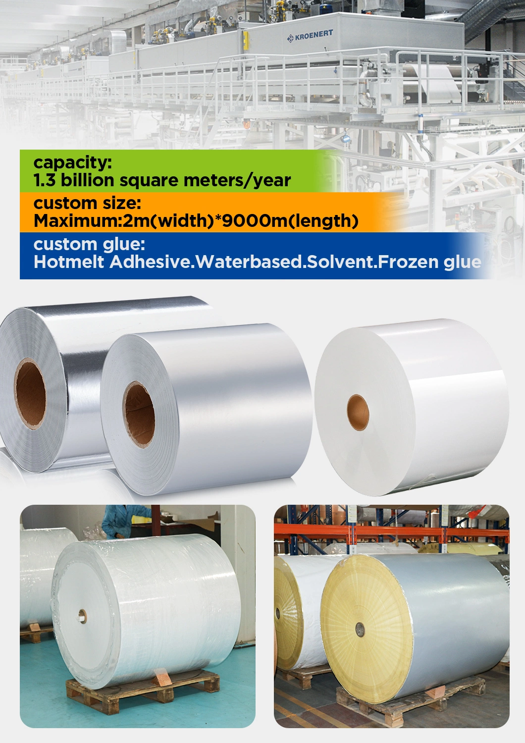 50mic Flexo jumbo roll printing materials adhesive Sliver label Jumbo roll