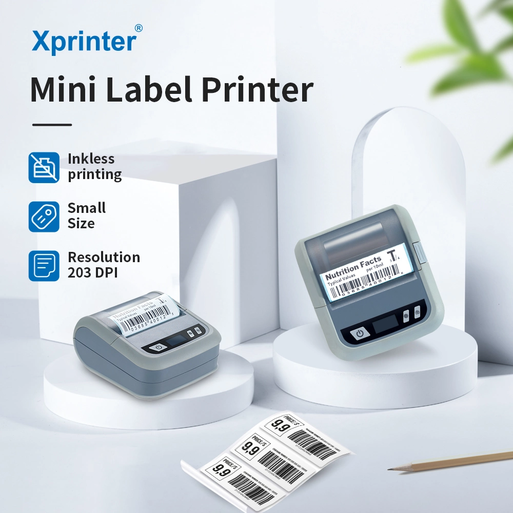 Xprinter XP-P323B Imprimante Thermique Thermal Mobile Printer 80mm Inkless Label Printer