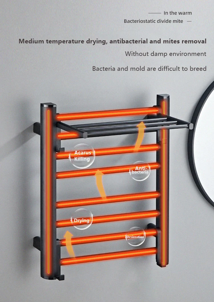 Bathroom Use Aluminum Heating Towel Warmer Electric Heated Towel Racks Shelf