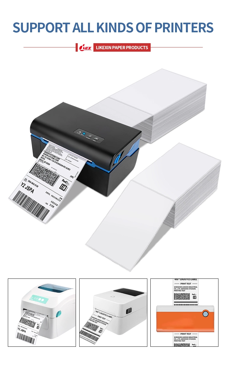 Customized Zebra Shipping Label Sticker Rolls 4 X 6 Direct Thermal Fanfold Labels